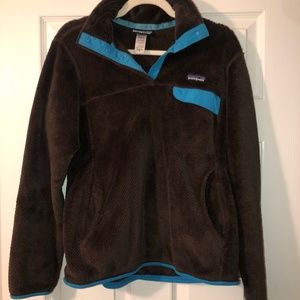 Patagonia Brown and Aqua Re-Tool Snap T Fleece Pullover